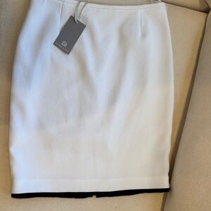 Preston & York White Pencil Skirt with Black Hem